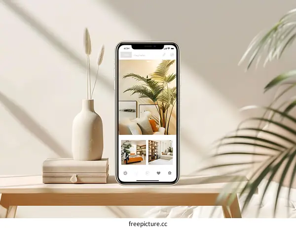 Mobile Phone Displaying Interior Design App