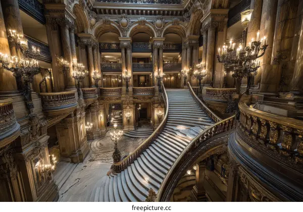 Grandiose Parisian Opera House Grand Staircase