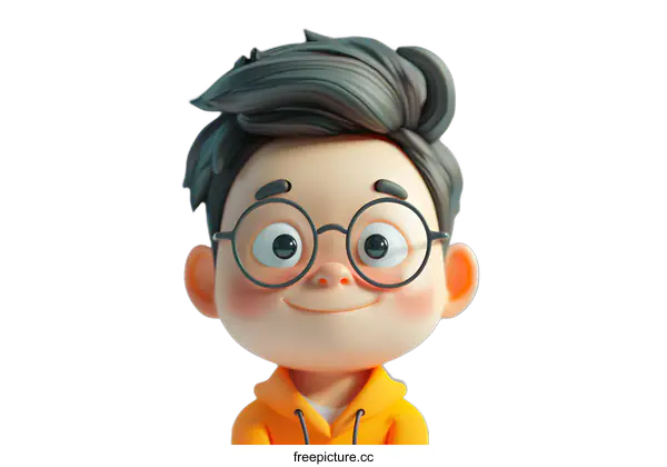 [Transparent Background PNG]Cute Cartoon Boy with Glasses