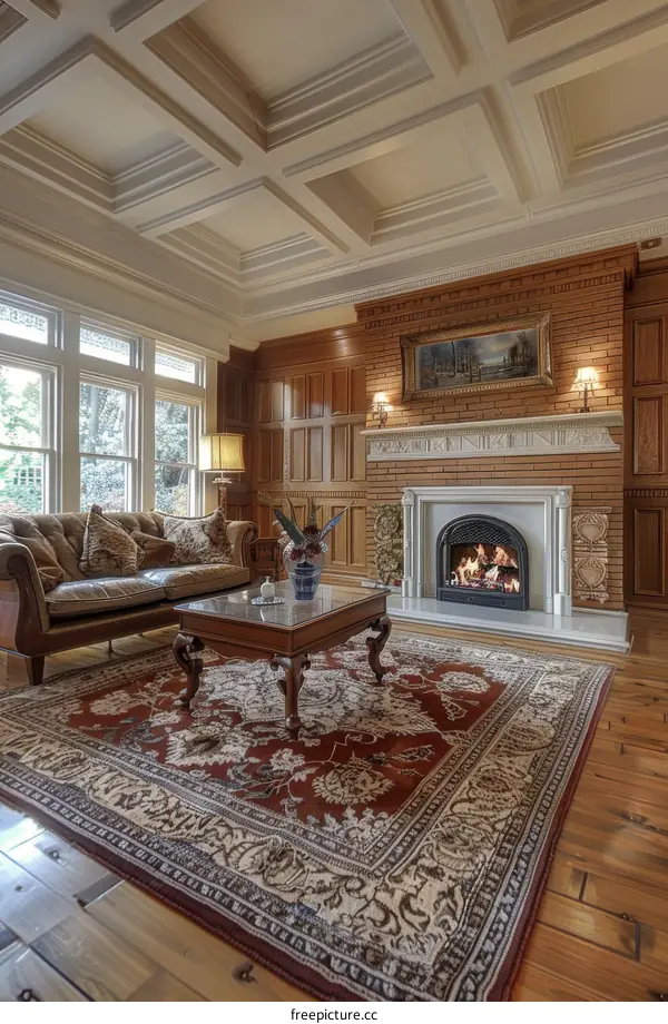 Luxurious Living Room with Fireplace and Modern Decor