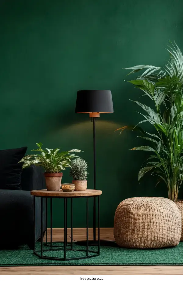 Green Living Room Decor with Plants and Modern Furniture