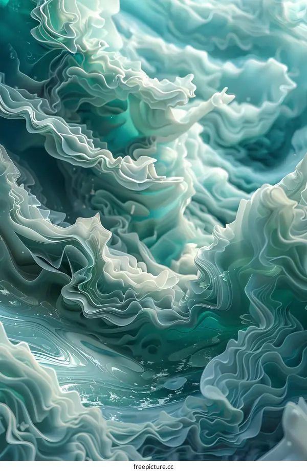Abstract Blue and White Liquid or Fluid 3D Render