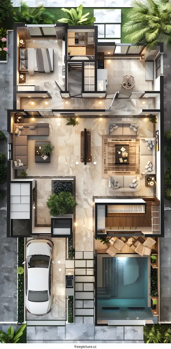 Top view of a modern house