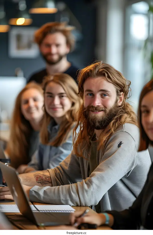 portrait of a group of young professionals in a meeting
