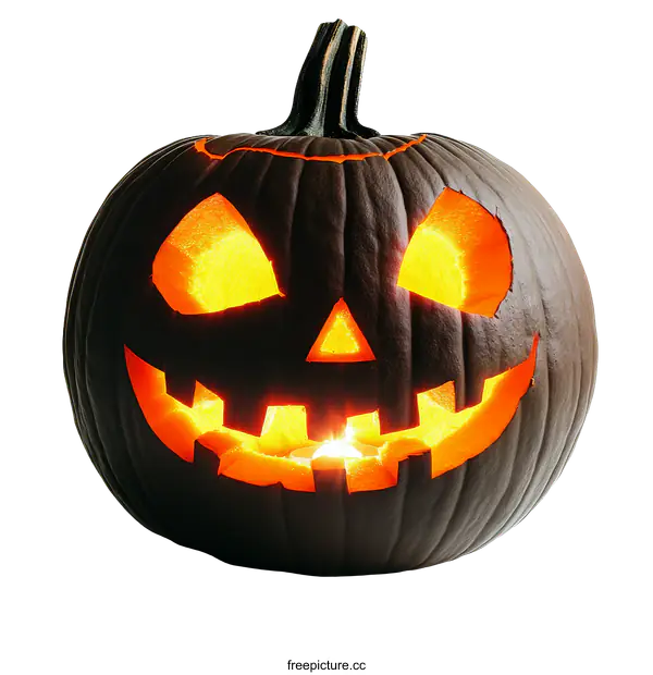 [Transparent Background PNG]Halloween Pumpkin with Glowing Face