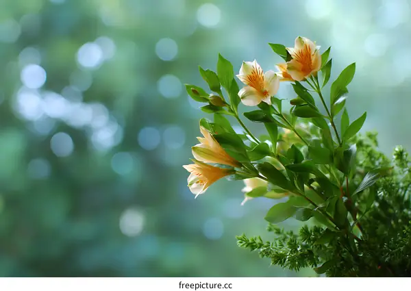 Beautiful Bouquet of Pale Yellow Flowers in Soft Focus