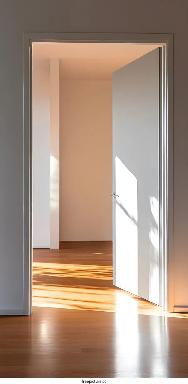 Open Doorway with Sunlight Streaming Through