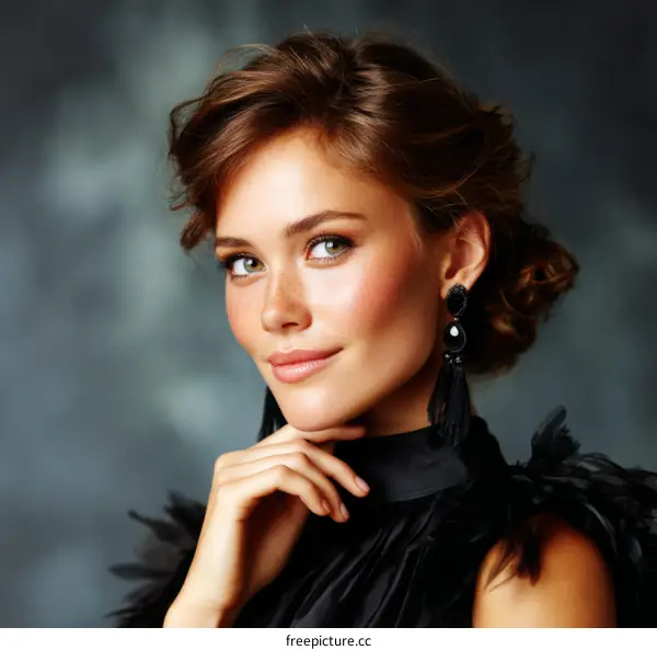 Elegant Woman with Stunning Makeup and Jewelry