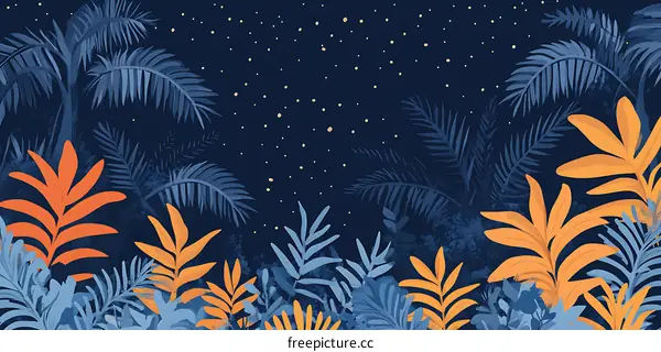 Tropical Night Sky With Palm Trees