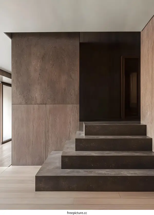 Modern Interior Design with Concrete Stairs and Wooden Floor