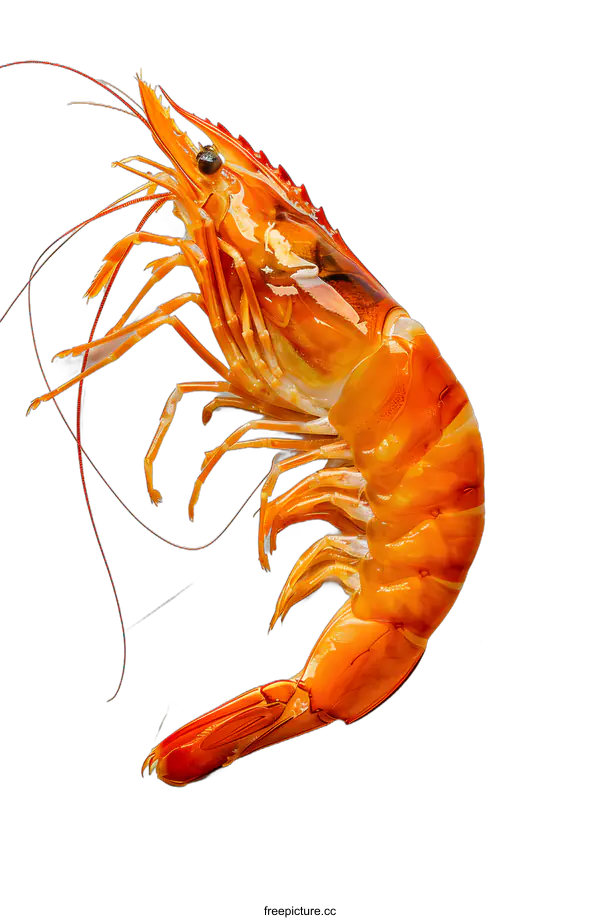 [Transparent Background PNG]A large cooked prawn isolated on a white background
