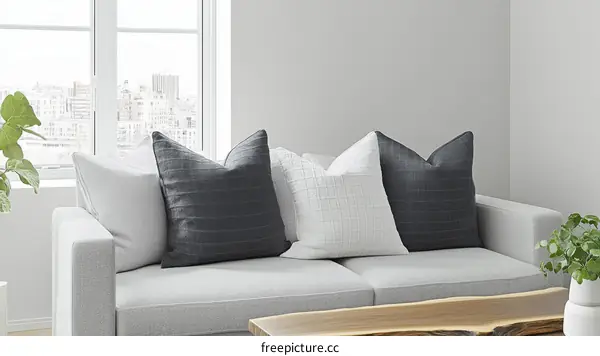 Modern Living Room Sofa with Pillows