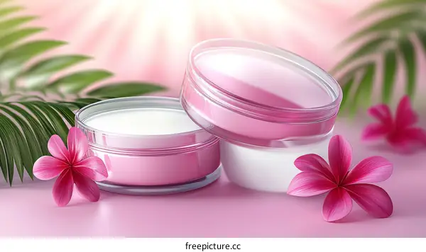 Pink Cream Jar Cosmetic Product Illustration