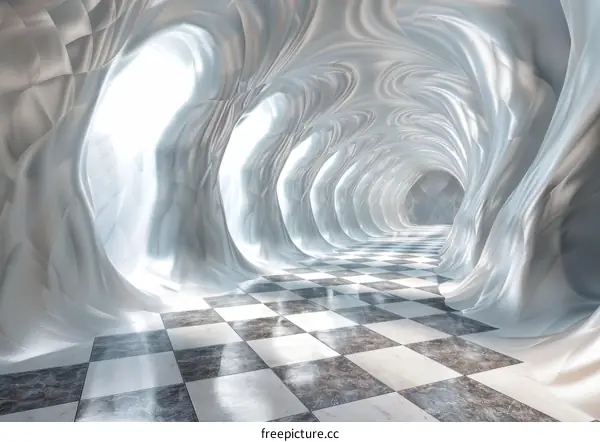 Futuristic Tunnel with Glowing Light Leading into Mystery