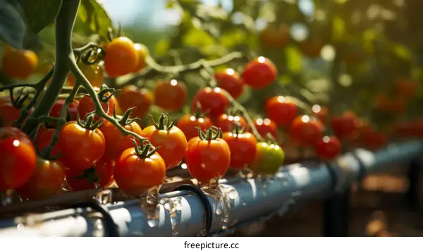 Ripe Tomatoes Growing in a Greenhouse