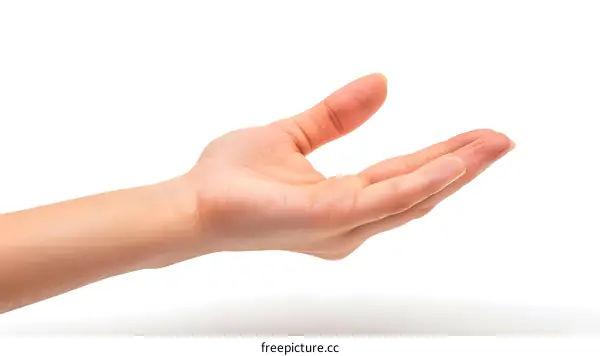 Open Hand on White Background