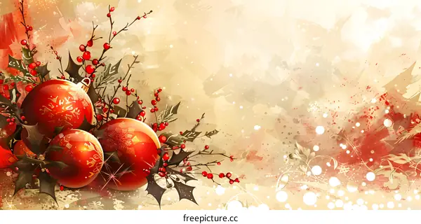 Christmas balls with holly