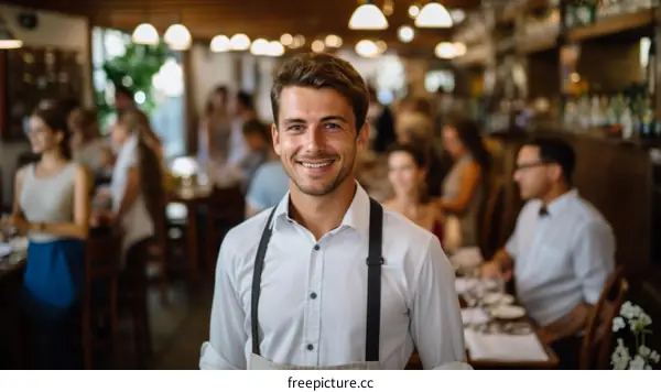 portrait of a waiter in a restaurant