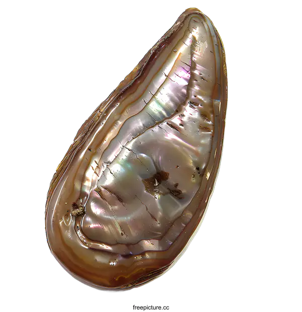 [Transparent Background PNG]Iridescent Abalone Shell on White Background