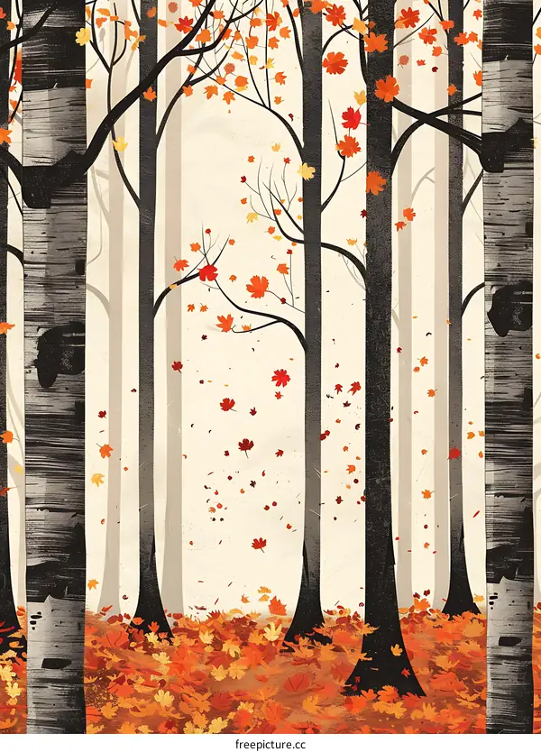 Autumn Forest Landscape Illustration
