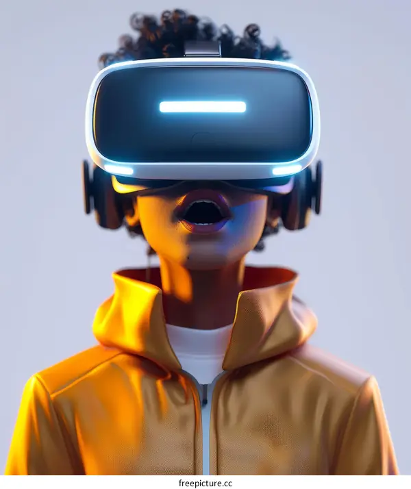 Black woman wearing virtual reality headset