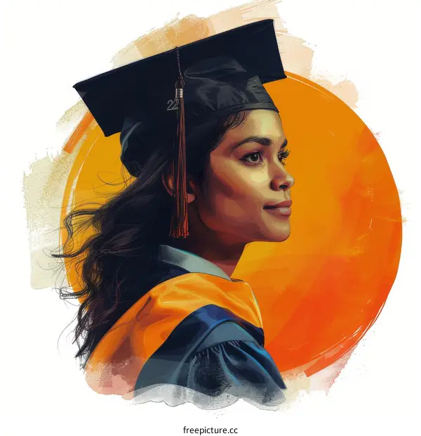 A young woman wearing a graduation cap and gown smiles.