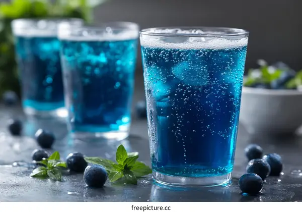 Refreshing Blue Drink with Blueberries