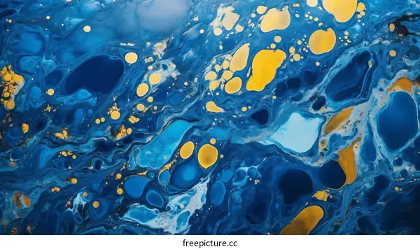 Blue and Gold Abstract Painting