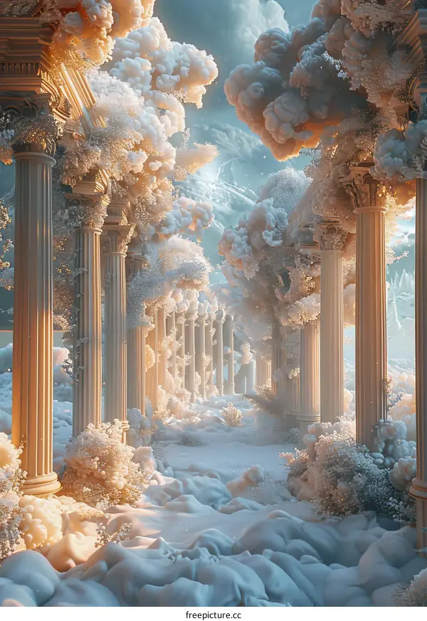 Surrealist Painting: Colonnade in the Clouds