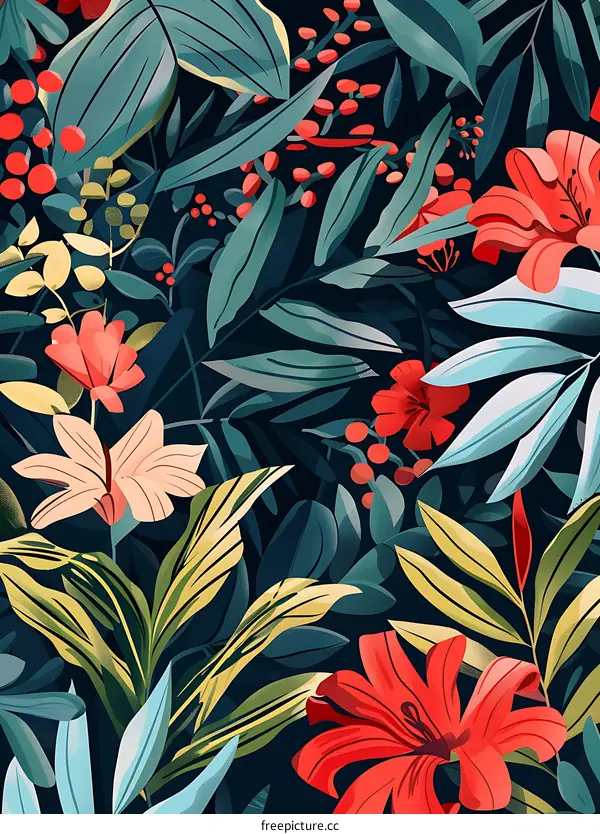 Tropical Floral Pattern Illustration Design