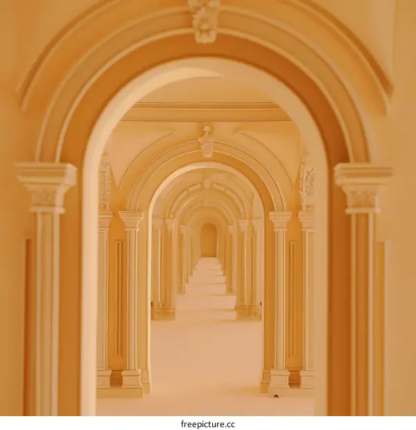 Endless Arches Hallway In Architecture