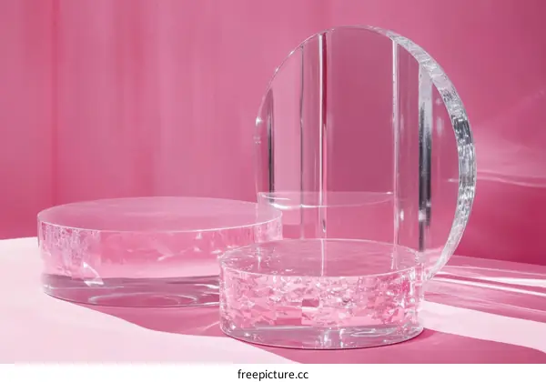 Transparent Acrylic Display Stands on Pink Background