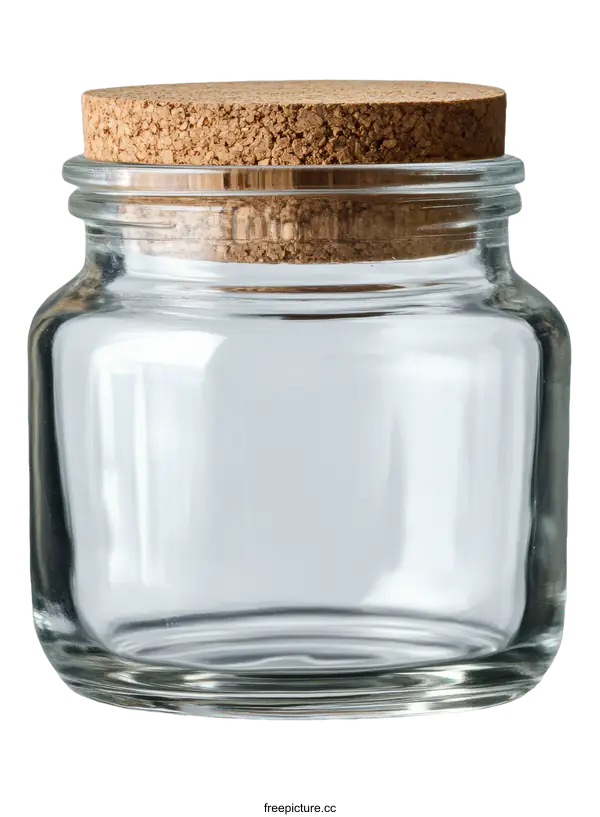 [Transparent Background PNG]Clear Glass Jar with Cork Lid