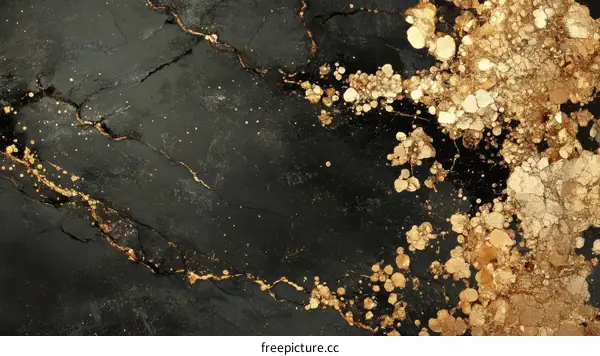 Abstract Black and Gold Marble Texture Background Design