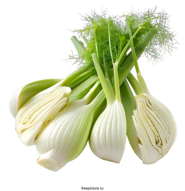 [Transparent Background PNG]Fresh fennel on a white background
