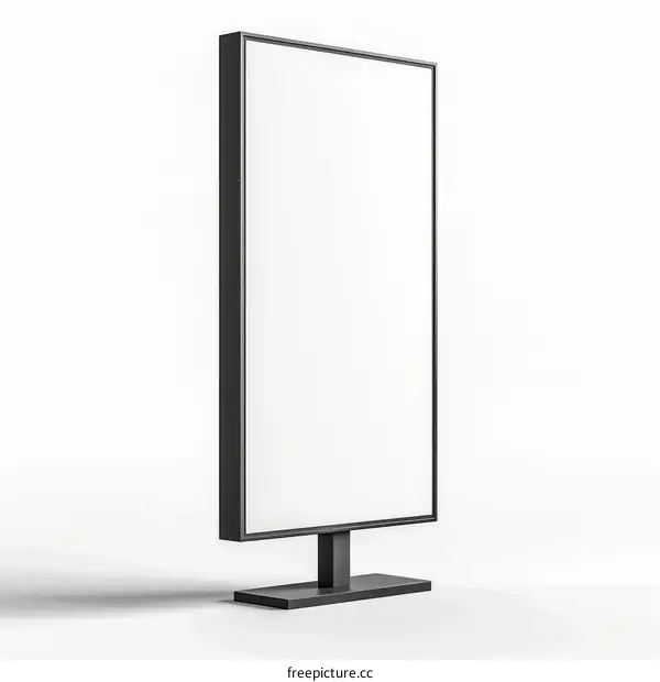 Black Digital Signage Mockup Isolated on White Background