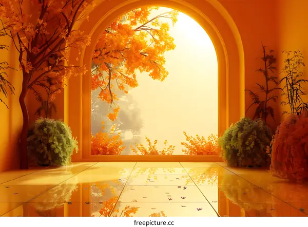 An archway in autumn