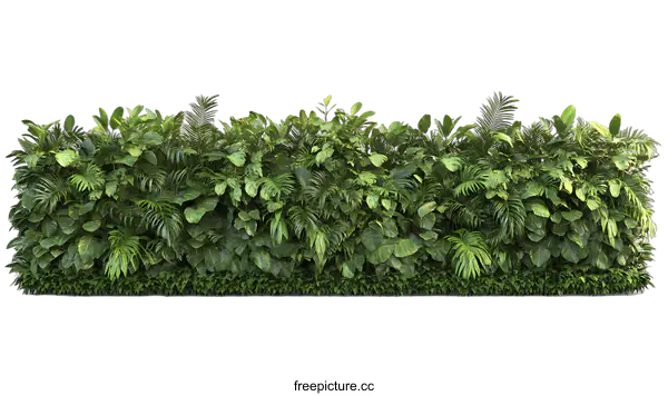 [Transparent Background PNG]Green Tropical Plants Wall Isolated On White Background