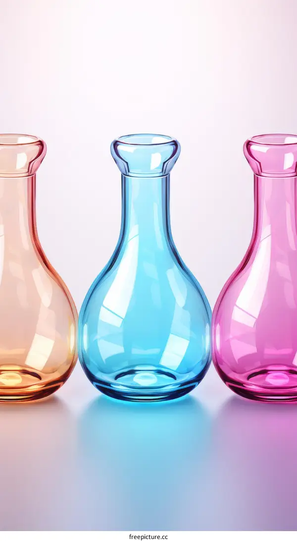 Set of Glass Bottles in Different Colors