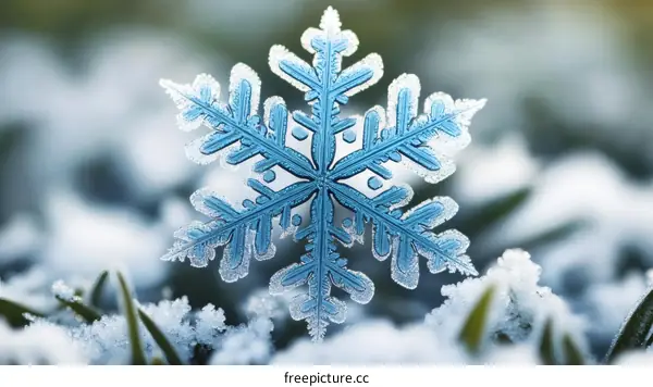 Beautiful Snowflake Detail in Snowy Landscape