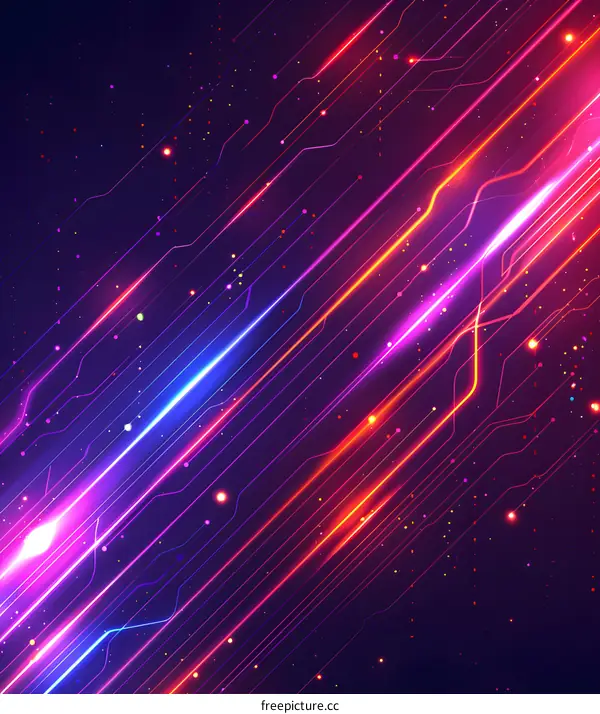 Colorful streaks of light on a black background