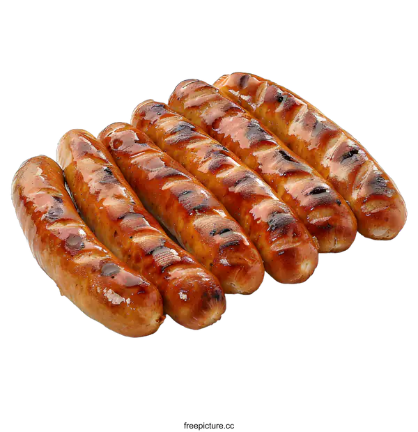 [Transparent Background PNG]Grilled sausages on white background