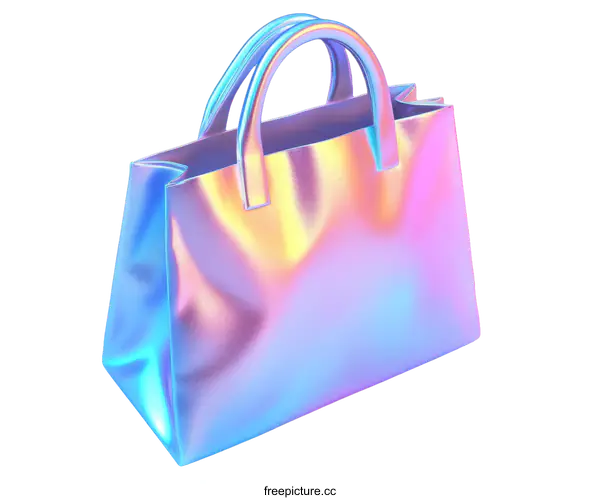 [Transparent Background PNG]Holographic Shopping Bag Design