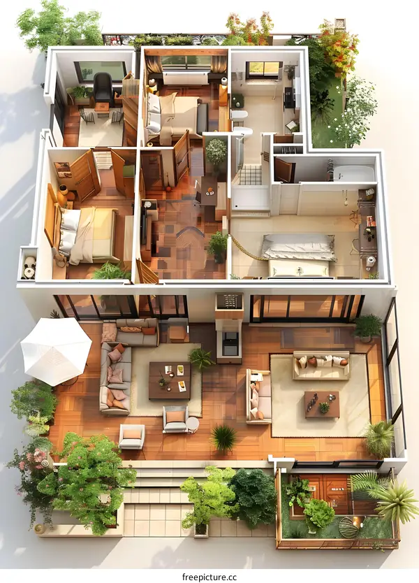 The interior design of the duplex apartment