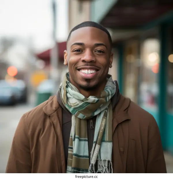 A young African-American man smiles for the camera.