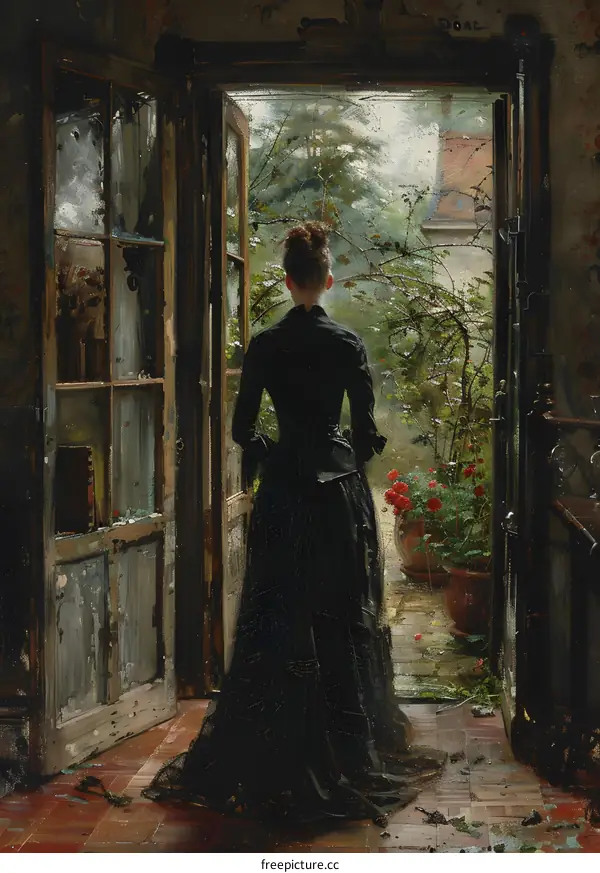 A Young Woman Standing in a Doorway