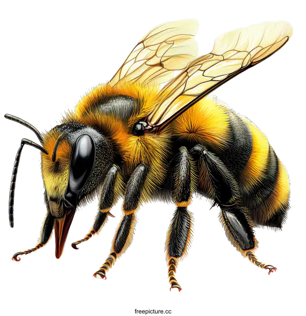 [Transparent Background PNG]Detailed Illustration of a Honeybee