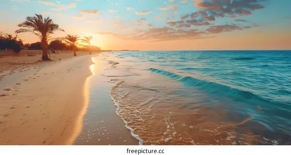 Golden Sunset over Tropical Beach