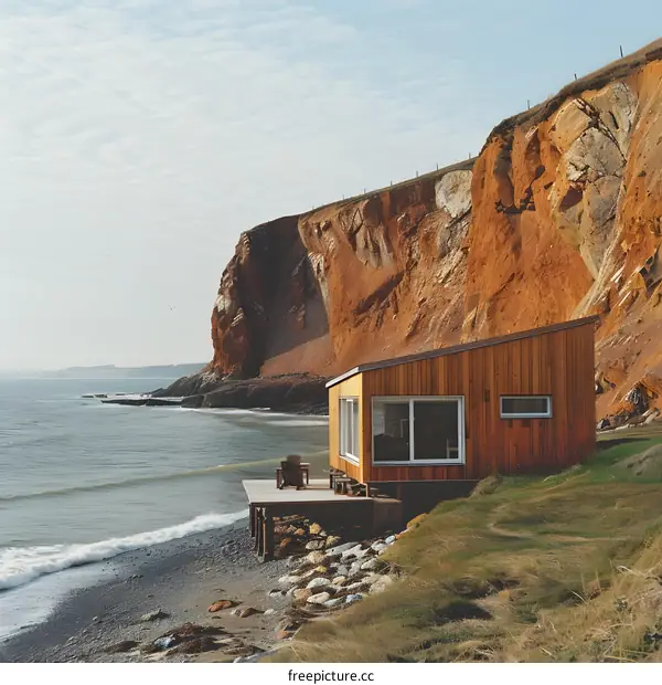 Wooden Cabin on Cliffside Beach