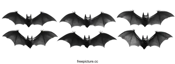 [Transparent Background PNG]Group of Bats Silhouettes Against White Background